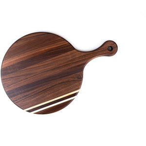 Charcuterie Board Accessory Steelmade Round Walnut with maple accent stripes 