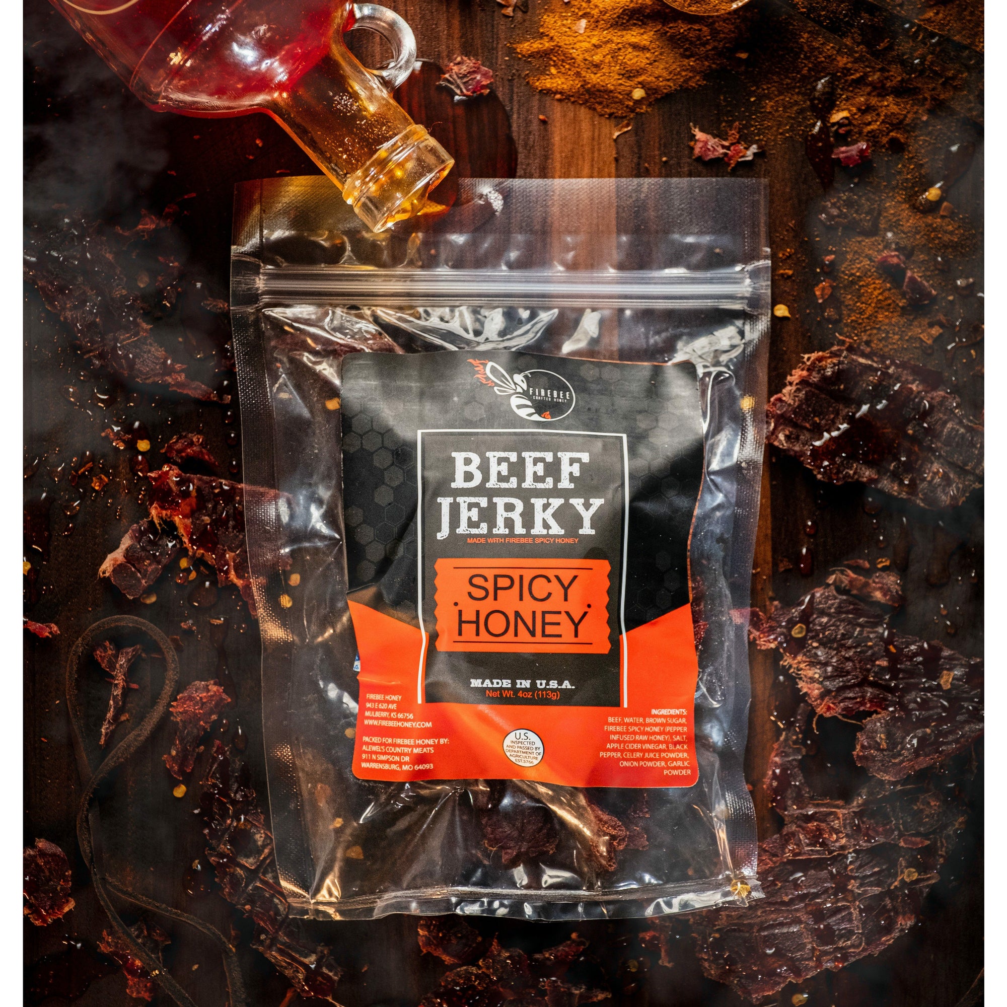 Firebee Beef Jerky - Spicy Honey Craft Honey Firebee Honey 