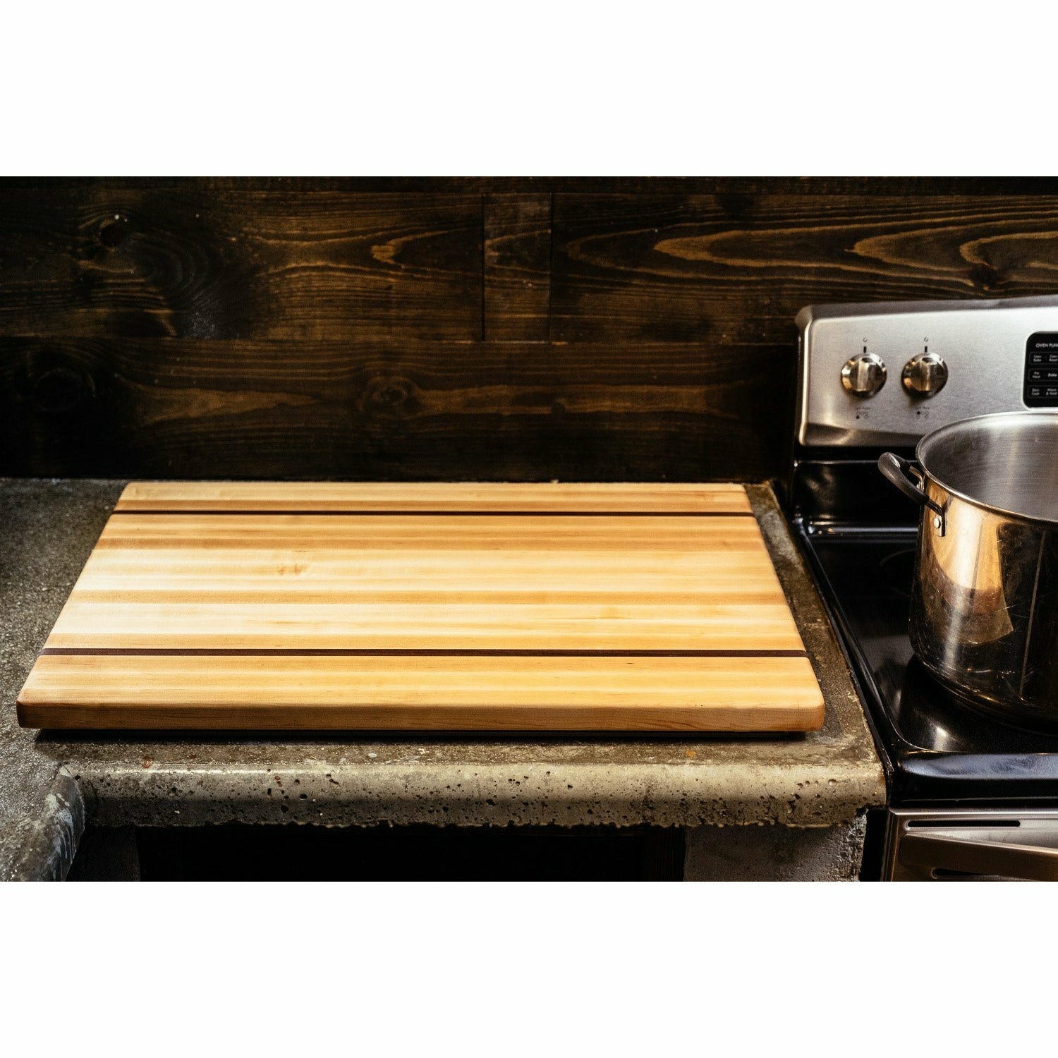 Bamboo Cutting Board Stove Cover, 4 Burner, Brown 