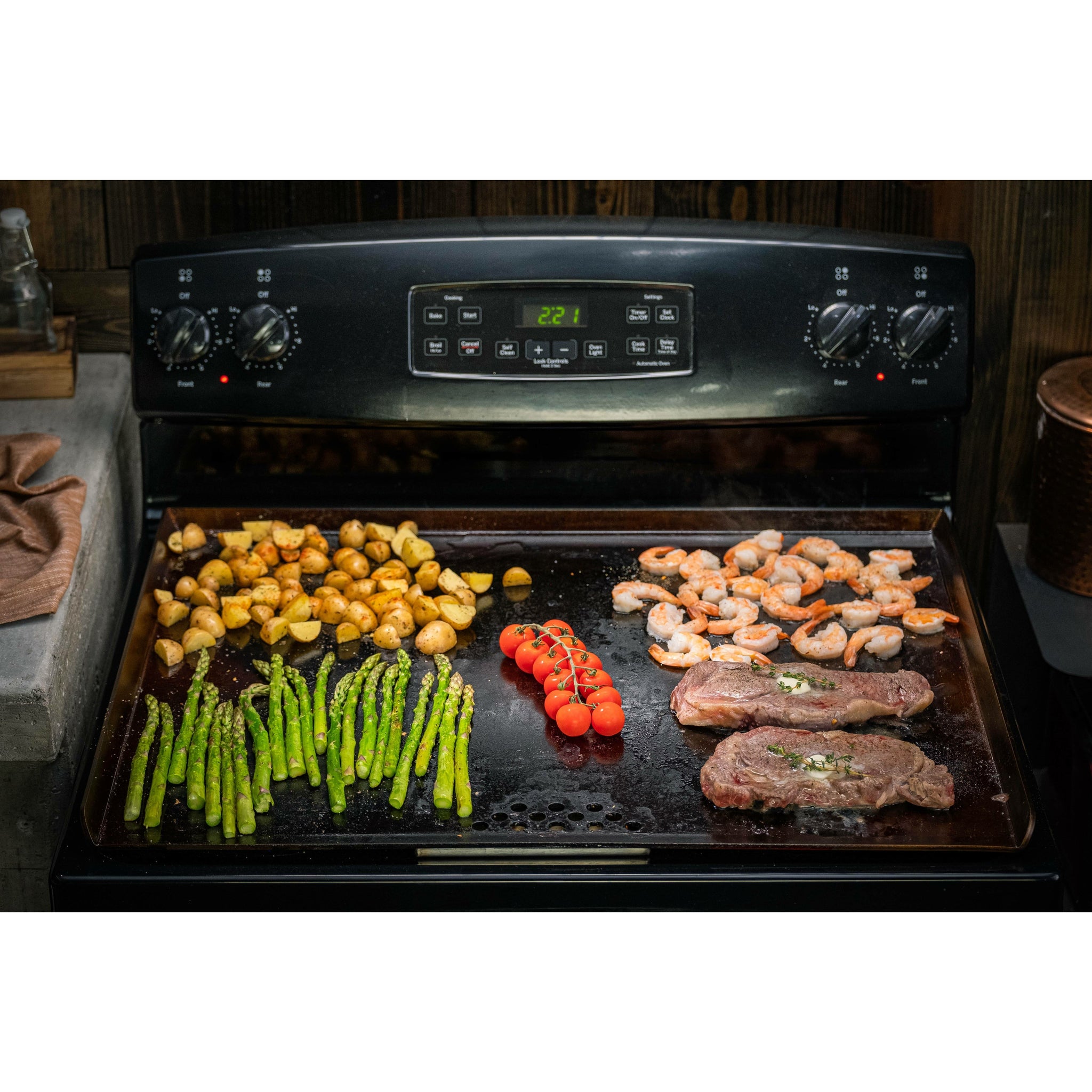Stove Top Griddle GGC Cast Iron Reversible Grill Griddle,Double